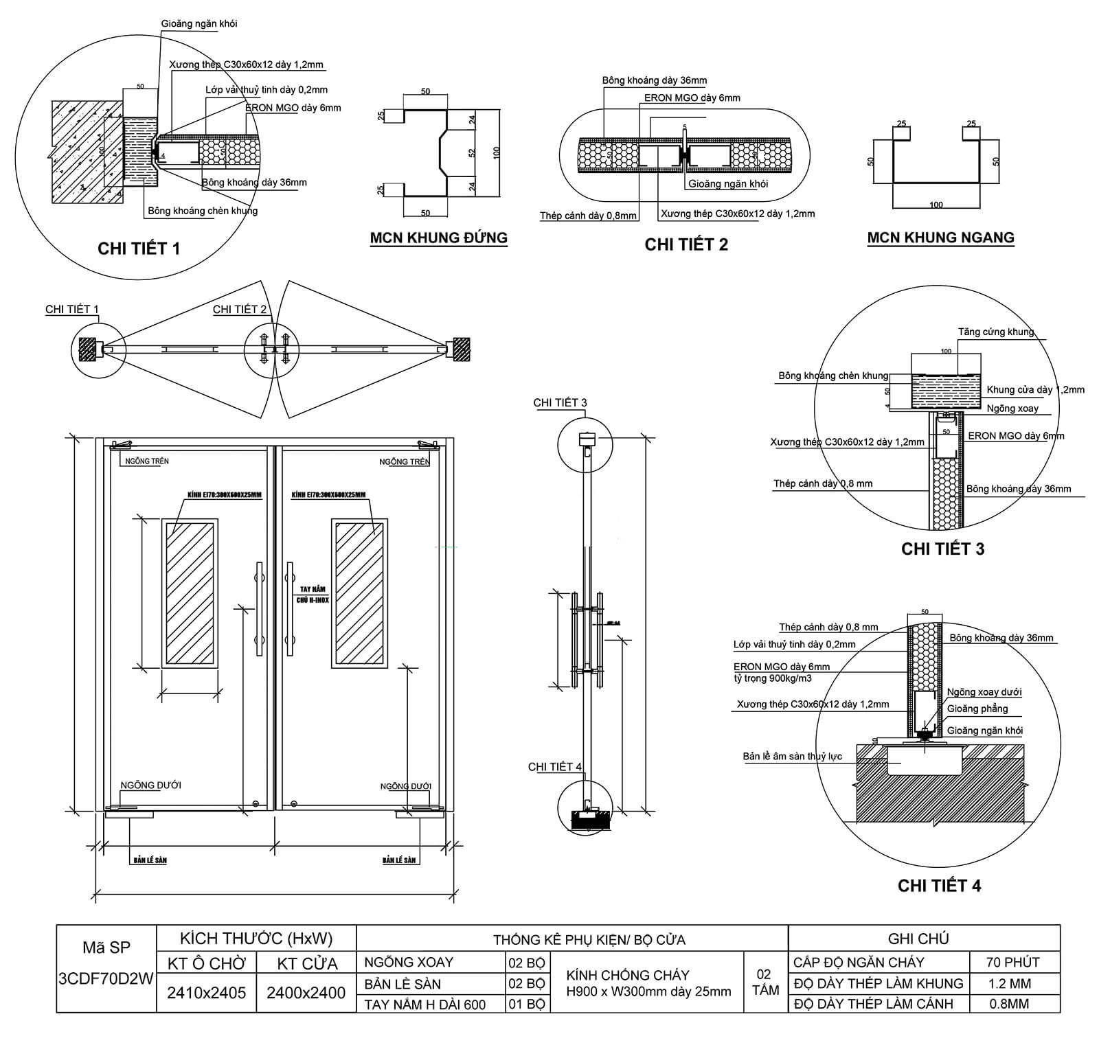 Bản vẽ cửa thép chống cháy mở 2 chiều Bản vẽ cửa thép chống cháy mở 2 chiều