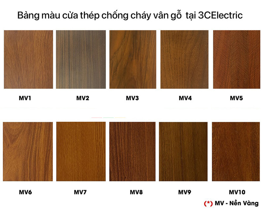 Bảng màu sơn cửa thép chống cháy vân gỗ