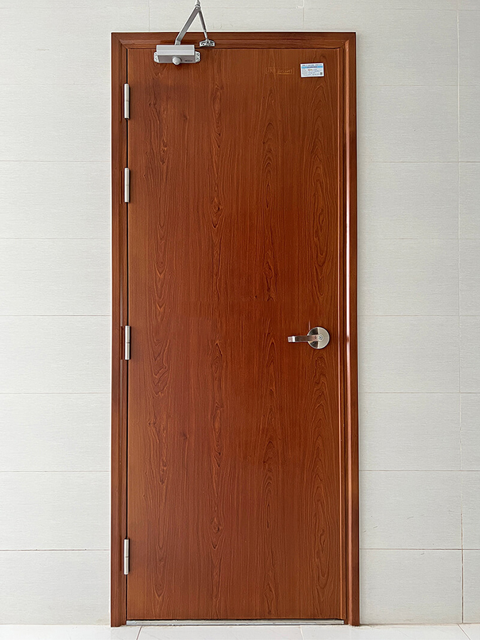 Cửa chống cháy vân gỗ 1 cánh EI120 Lắp đặt cửa chống cháy tại TTYT Yên Thế