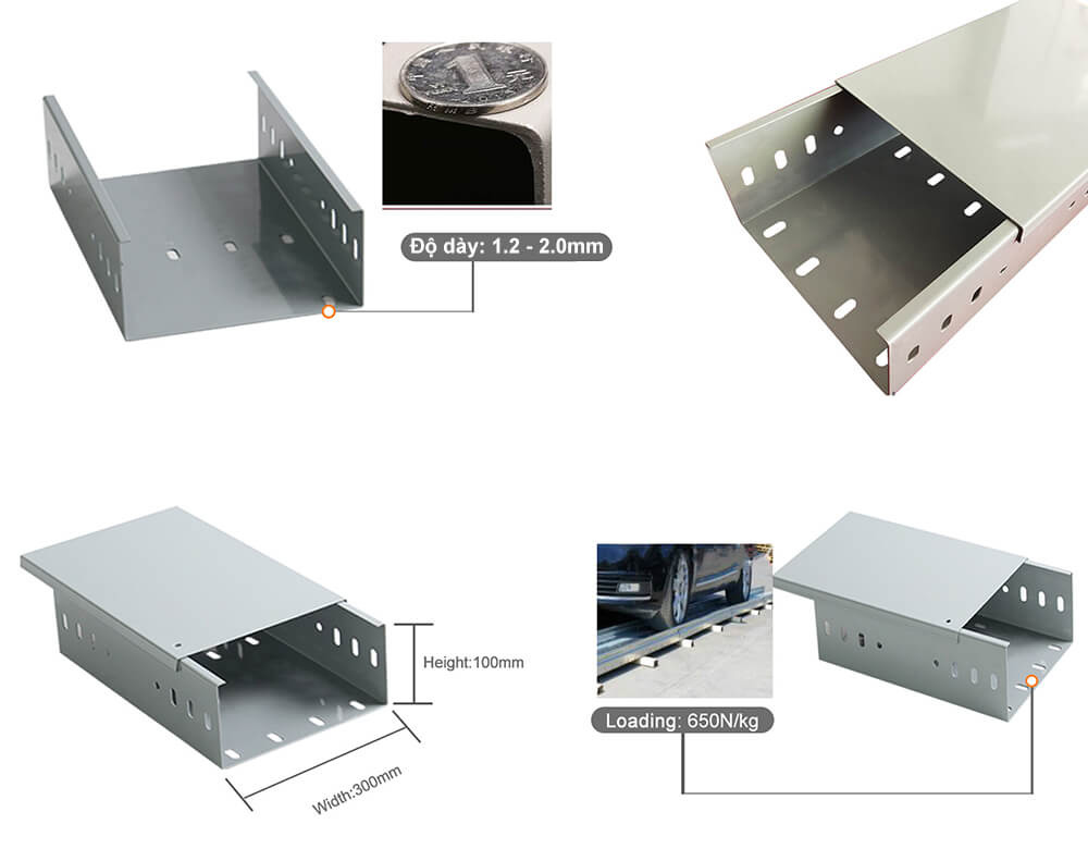 Máng cáp sơn tĩnh điện 300x100 dày 2.0 Máng cáp sơn tĩnh điện 300x100 dày 2.0